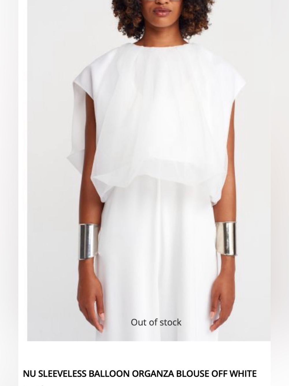 Sleeveless Off-White Organza Balloon Blouse